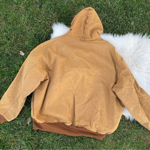Carhartt VTG USA Union Chore Tan Duck Thermal Lined Hooded Jacket 4XL Full Zip - Picture 8 of 8